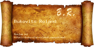 Bukovits Roland névjegykártya